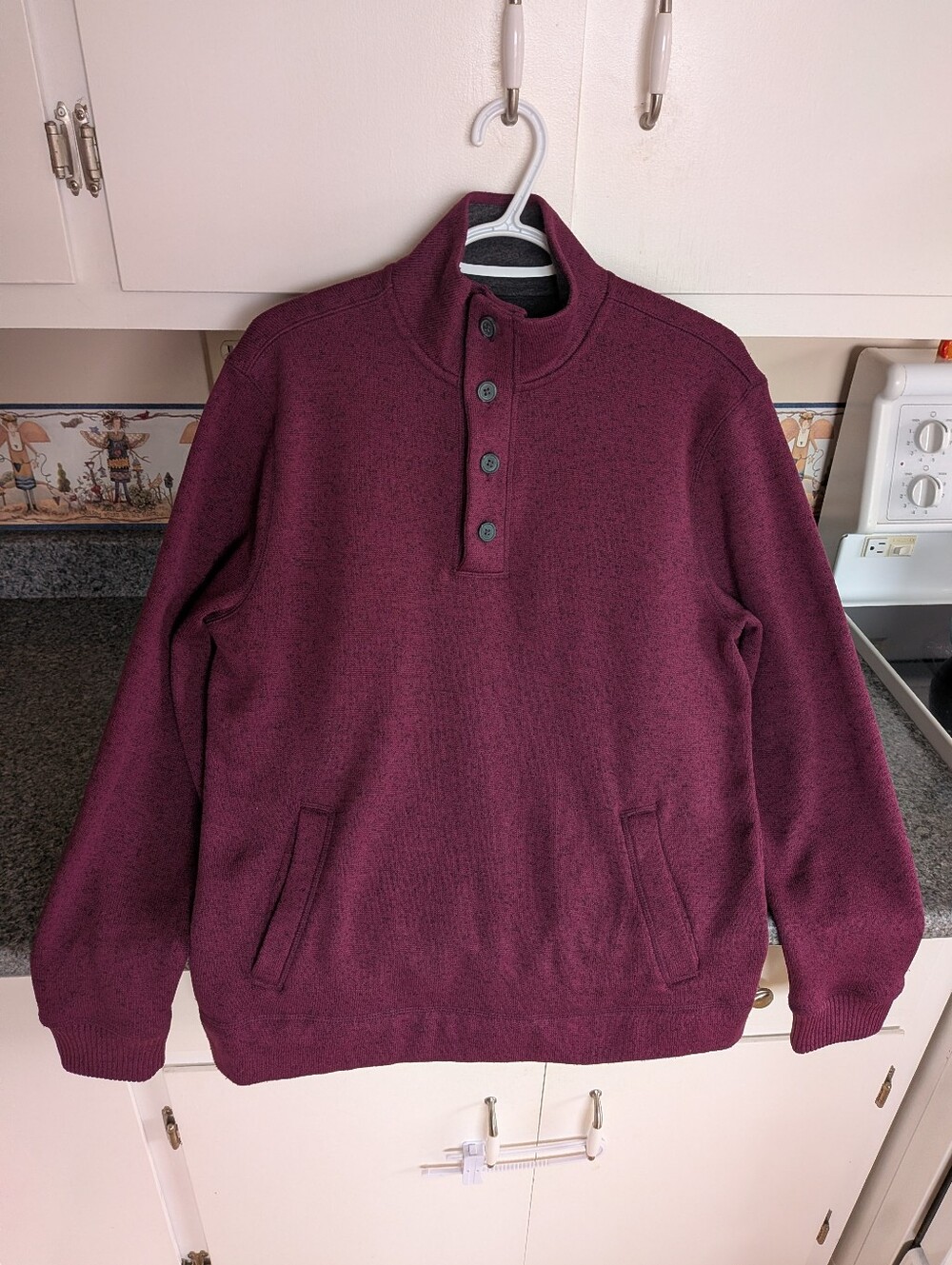 Banana Republic Medium Men's Burgundy Button-Neck Sweater Pullover